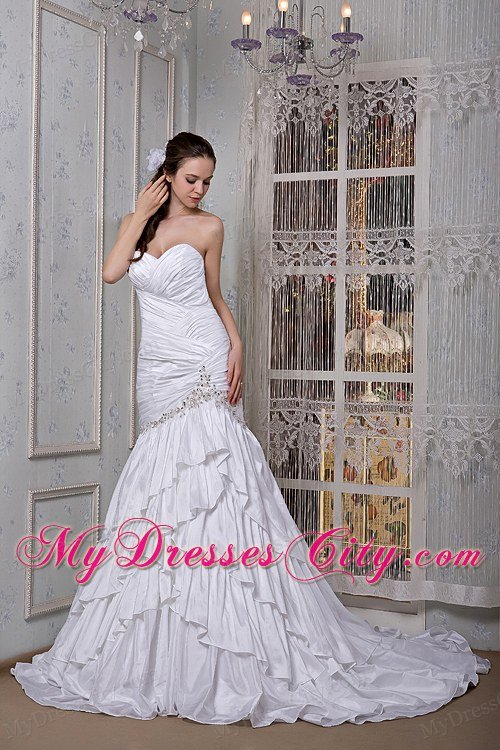 Elegant Mermaid Sweetheart 2013 Garden Wedding Dress with Appliques