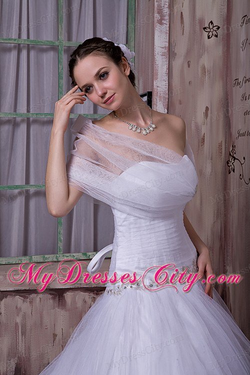 Beading Princess Strapless Appliques Wedding Gowns with Matching Shawl