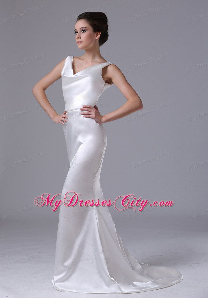 Mermaid V-Neck Simple Garden Outdoor Wedding Dresses for Customize