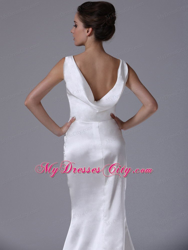 Mermaid V-Neck Simple Garden Outdoor Wedding Dresses for Customize