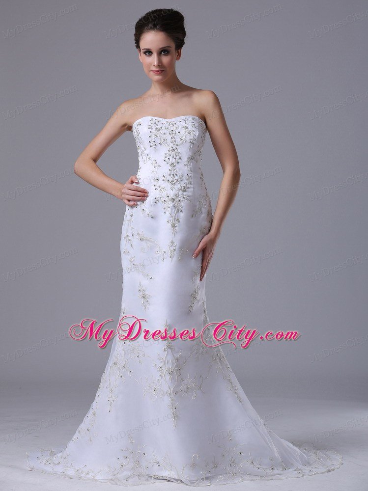 Summer Mermaid Beaded Sweetheart Wedding Dress with Natural Waist