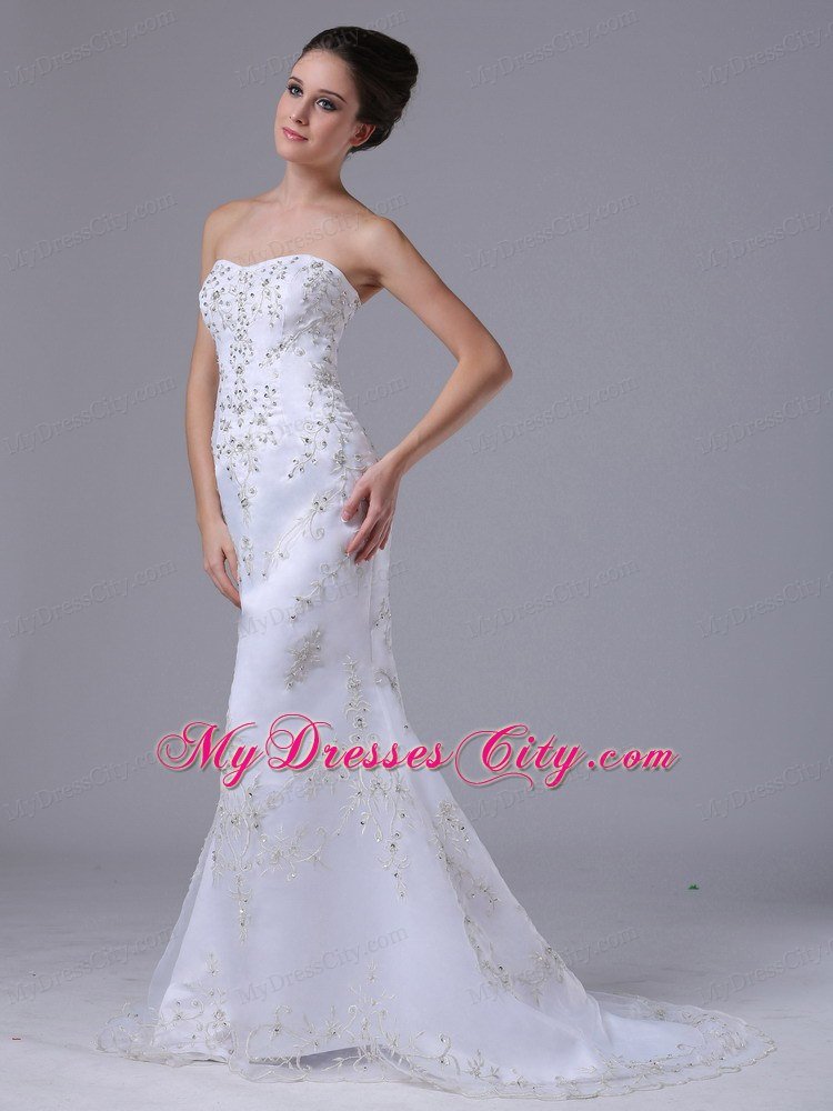 Summer Mermaid Beaded Sweetheart Wedding Dress with Natural Waist