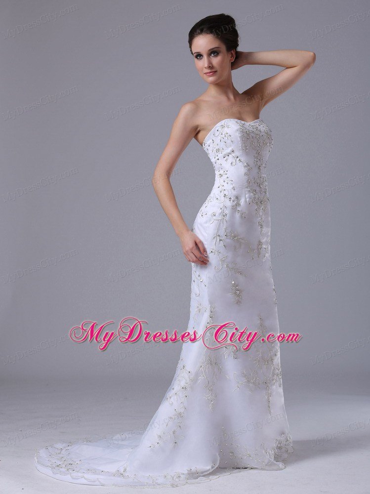 Summer Mermaid Beaded Sweetheart Wedding Dress with Natural Waist