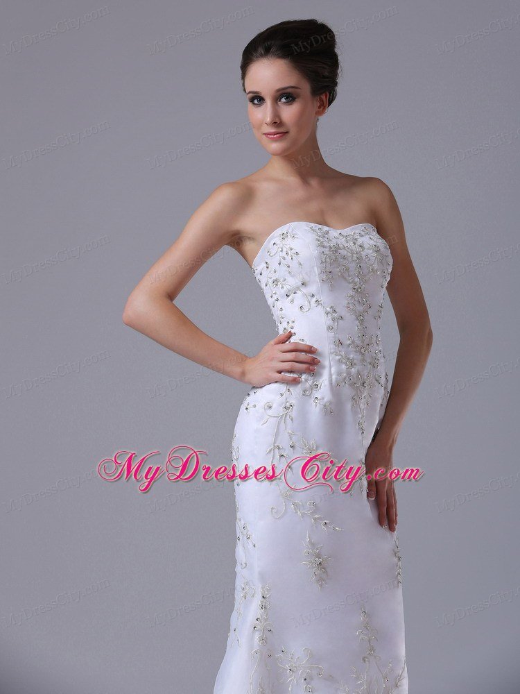 Summer Mermaid Beaded Sweetheart Wedding Dress with Natural Waist