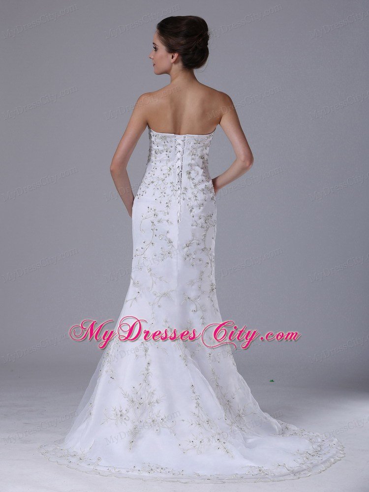 Summer Mermaid Beaded Sweetheart Wedding Dress with Natural Waist