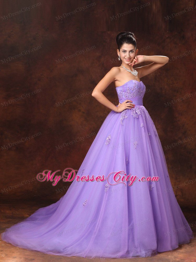 Custom Made Lilac Sweetheart Appliques 2013 Spring Wedding Dress