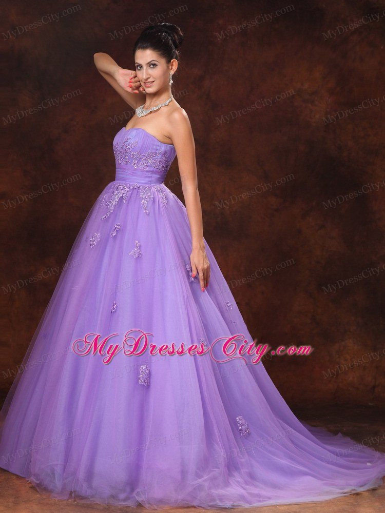 Custom Made Lilac Sweetheart Appliques 2013 Spring Wedding Dress