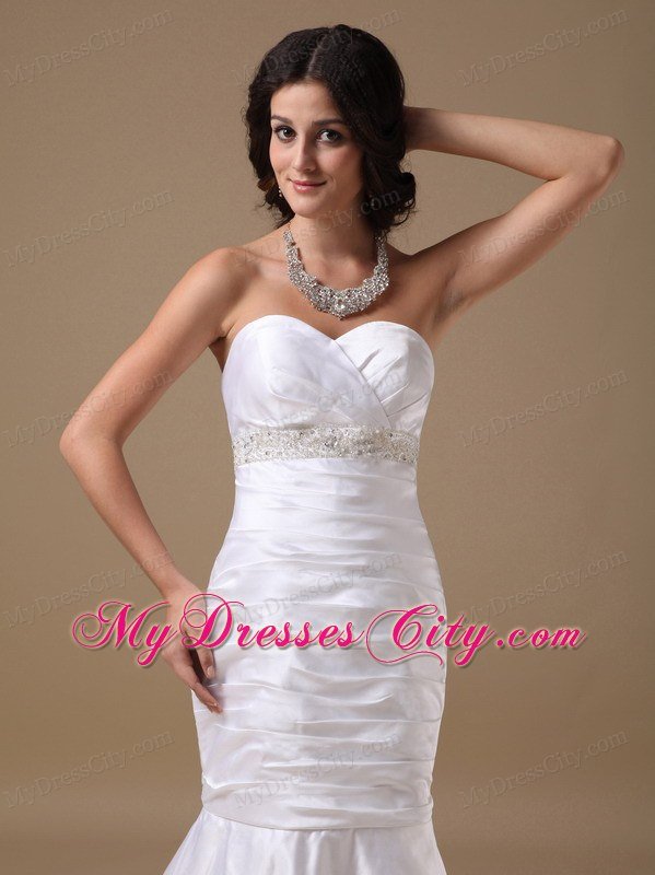 Beaded Decorate Waist Mermaid Sweetheart Church Wedding Dress