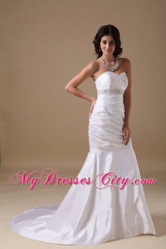 Beaded Decorate Waist Mermaid Sweetheart Church Wedding Dress