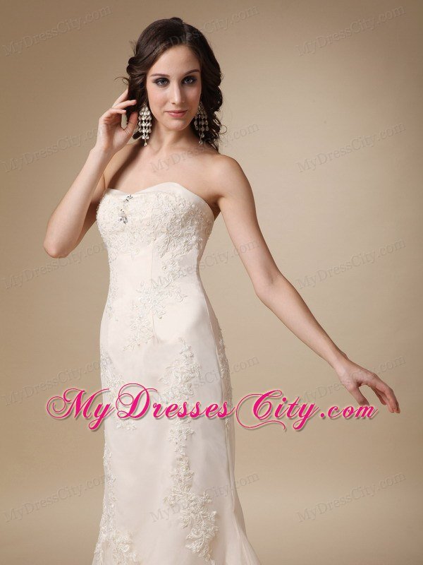 Romantic Champagne Column Sweetheart Garden Wedding Dresses