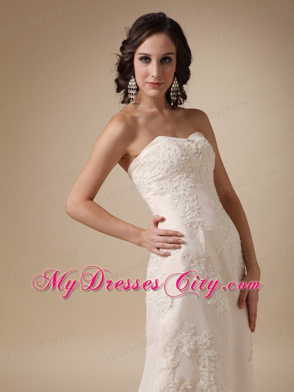 Romantic Champagne Column Sweetheart Garden Wedding Dresses