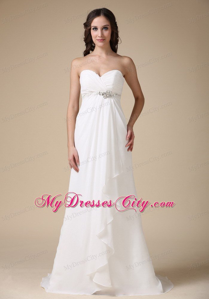 Cheap Empire Sweetheart Beading Sweep Train Garden Wedding Dress