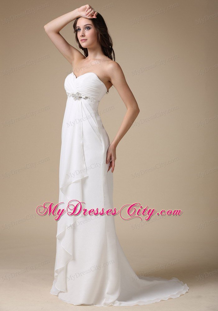 Cheap Empire Sweetheart Beading Sweep Train Garden Wedding Dress