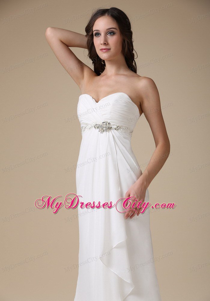 Cheap Empire Sweetheart Beading Sweep Train Garden Wedding Dress