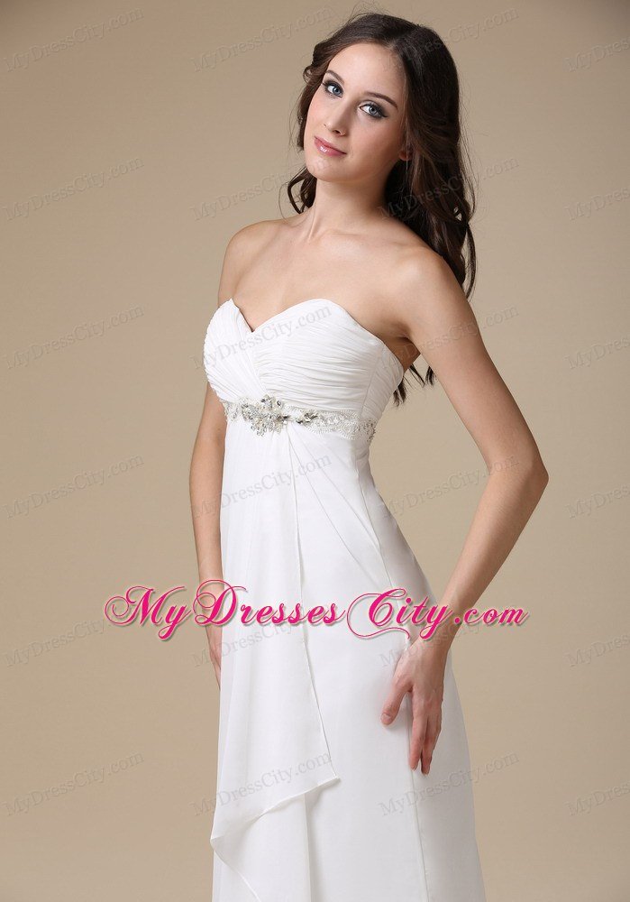 Cheap Empire Sweetheart Beading Sweep Train Garden Wedding Dress