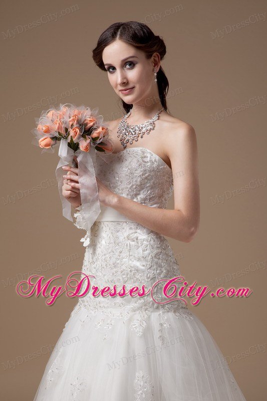 Fashionable Sweetheart Beading Hand Made Flower Wedding Gowns