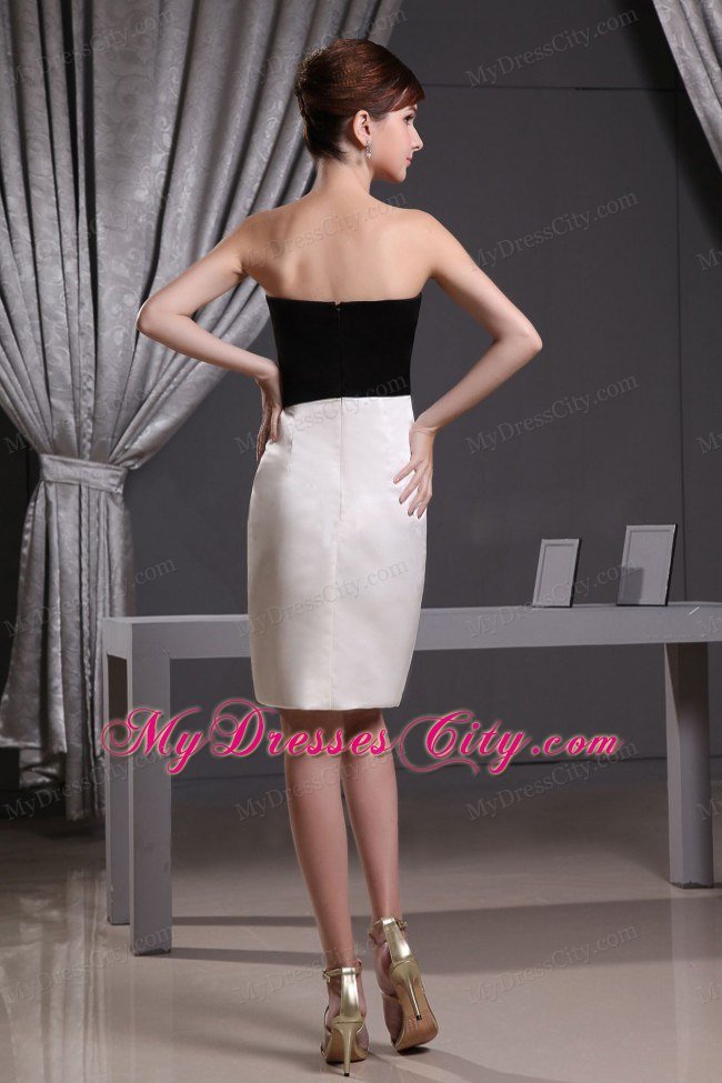 Column Beading Decorated Bust Knee-length White and Black Club Wear