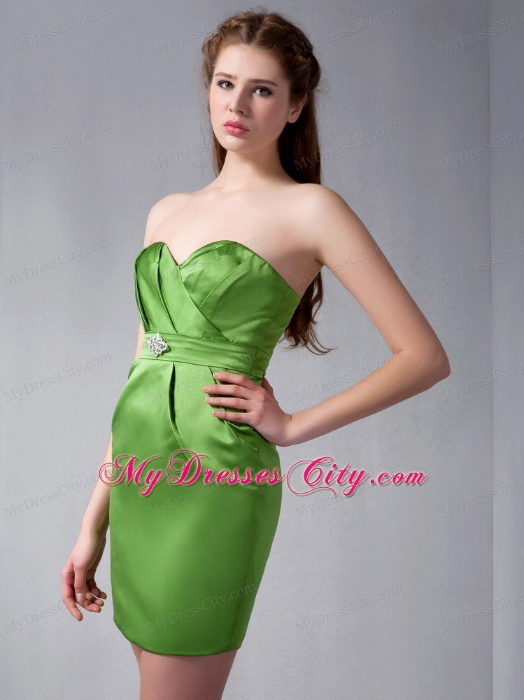 Bright Spring Green Sweetheart Mini-length Beaded Nightclub Dress