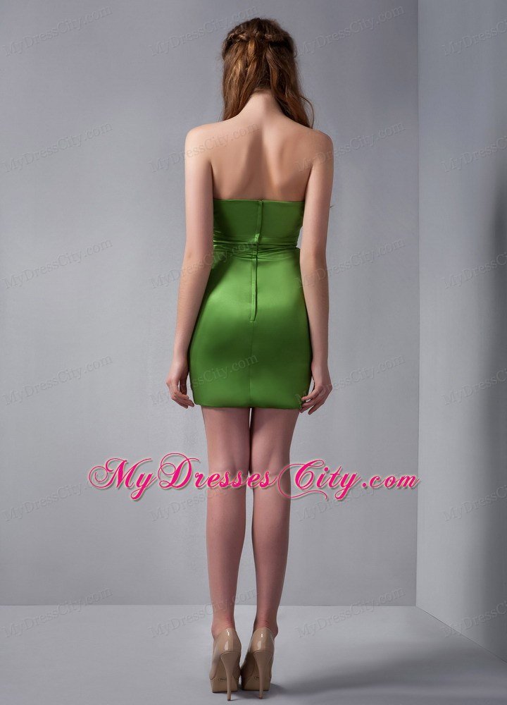 Bright Spring Green Sweetheart Mini-length Beaded Nightclub Dress