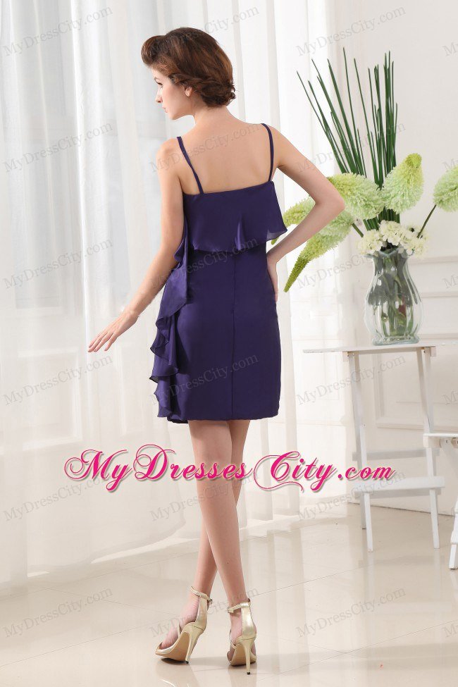 Ruffled Mini-length Chiffon Purple Celebrity Nightclub Dress