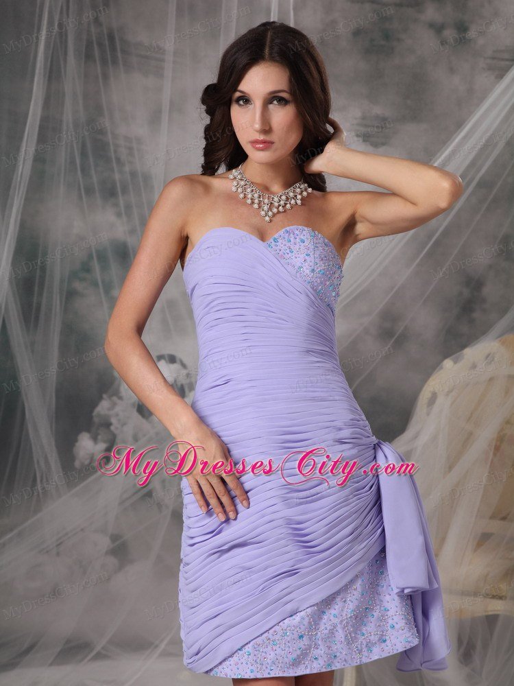 Lilac Side Zipper Ruched Sweetheart Nightclub Dress