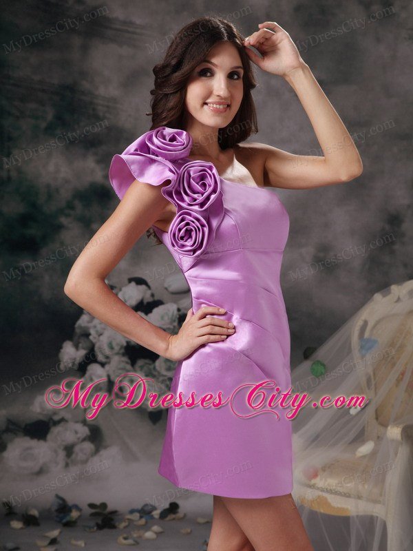 Side Zipper Flowers Decorate One Shoulder Nightclub Dress