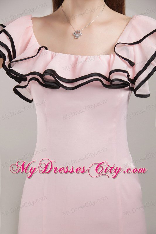 Tight Mini-length Baby Pink Satin Clubwear with Laced Square Neck