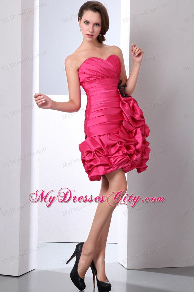 Short Coral Red Sweetheart Nightclub Dress with Pick-ups