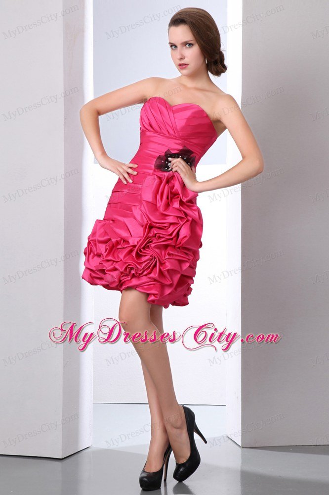 Short Coral Red Sweetheart Nightclub Dress with Pick-ups