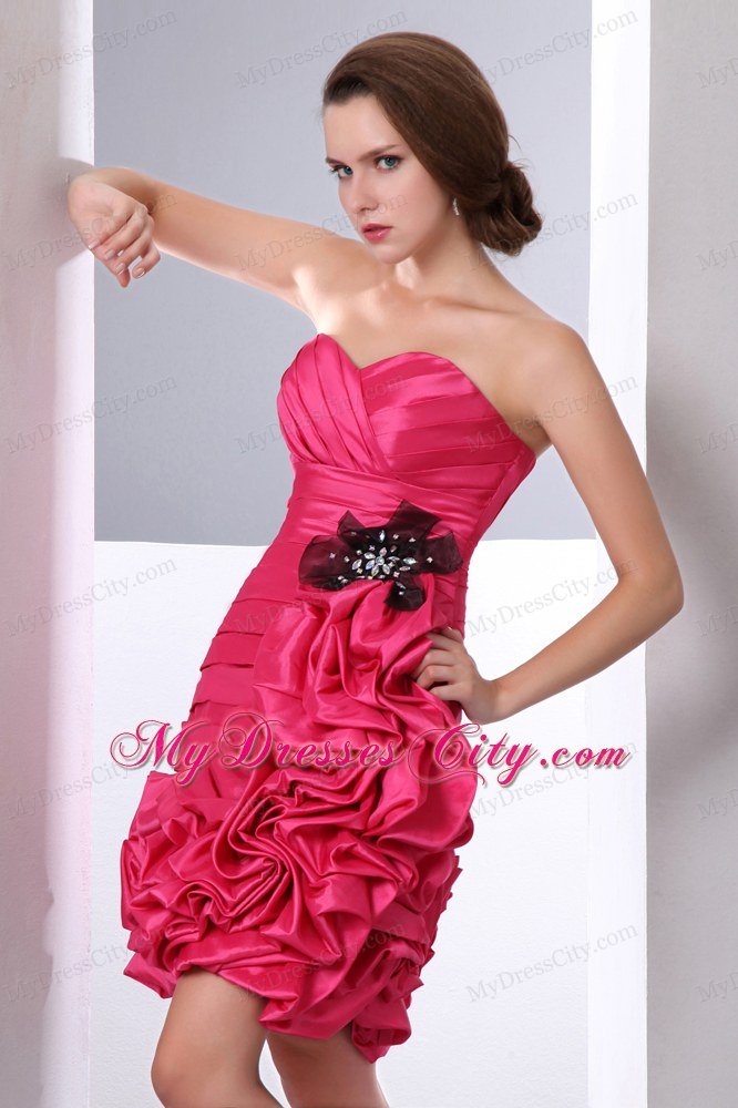 Short Coral Red Sweetheart Nightclub Dress with Pick-ups