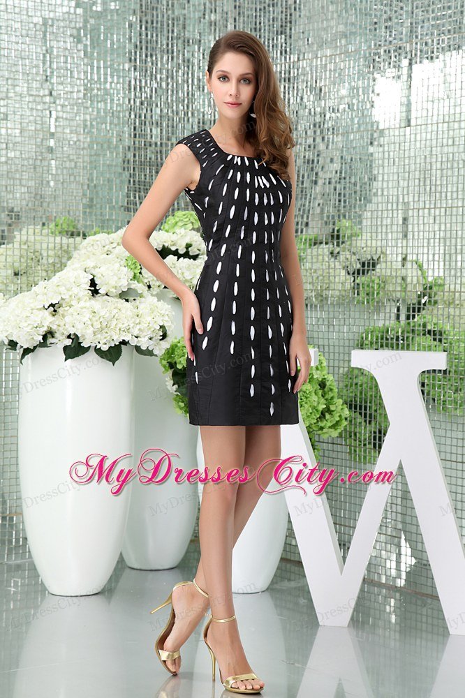 Special Short Square Column Black Nightclub Dress with Cutouts