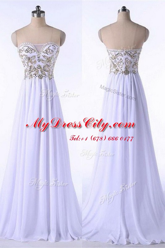 Fine Organza Sleeveless Prom Gown Brush Train and Appliques and Belt