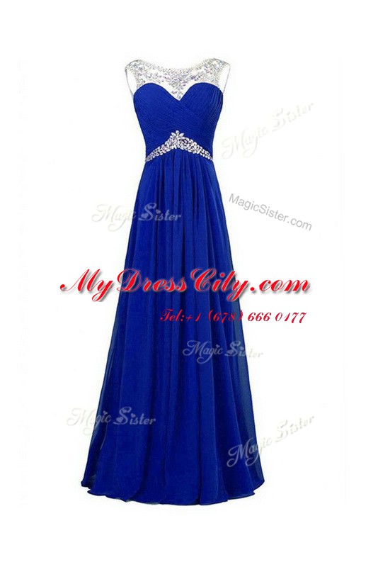 Glamorous Floor Length Column/Sheath Sleeveless Royal Blue Prom Evening Gown Zipper