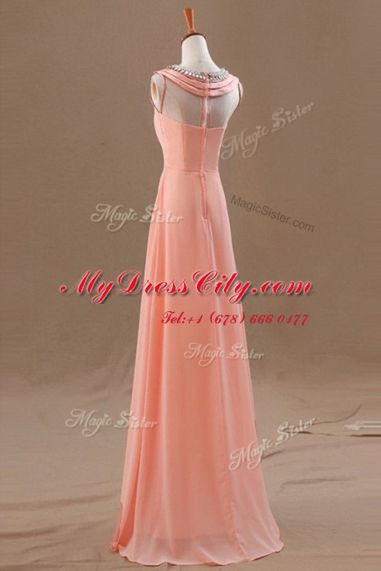 Most Popular Watermelon Red Sleeveless Chiffon Zipper Homecoming Dress for Prom and Party