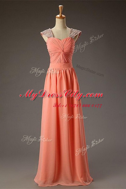 Square Sleeveless Zipper Prom Dresses Watermelon Red Organza