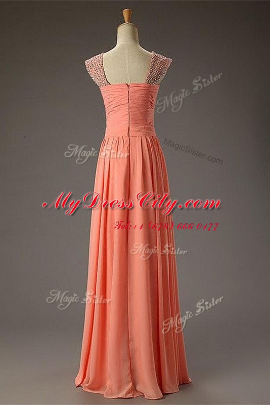 Square Sleeveless Zipper Prom Dresses Watermelon Red Organza