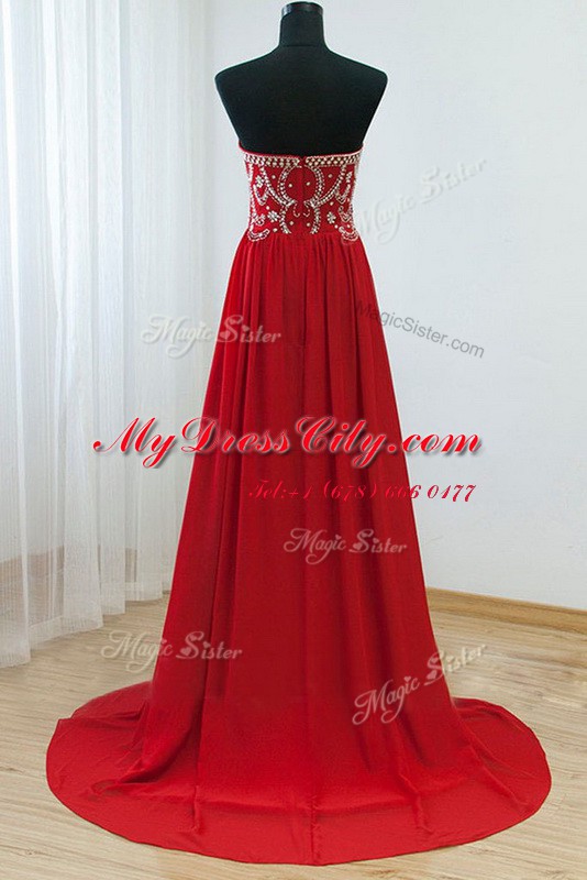 Chic Sleeveless Zipper Floor Length Beading Prom Party Dress