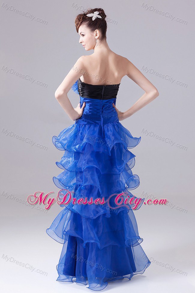 Royal Blue Pageant Dress With Hand Made Flowers and Layers