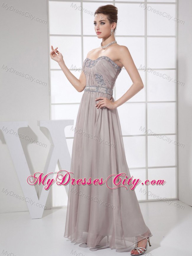 Beading Decorated Sweetheart Ankle-length Grey Pageant Dress