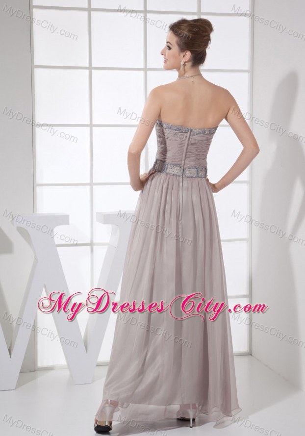 Beading Decorated Sweetheart Ankle-length Grey Pageant Dress