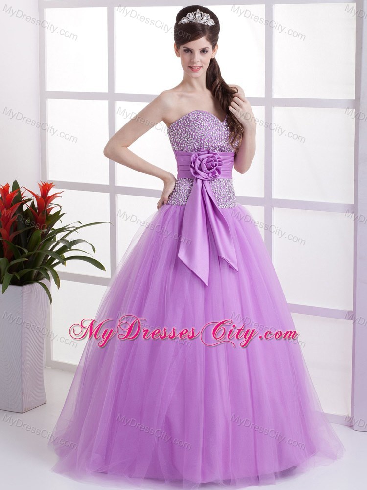 Lavender Floor-length Pageant Gown with Beading