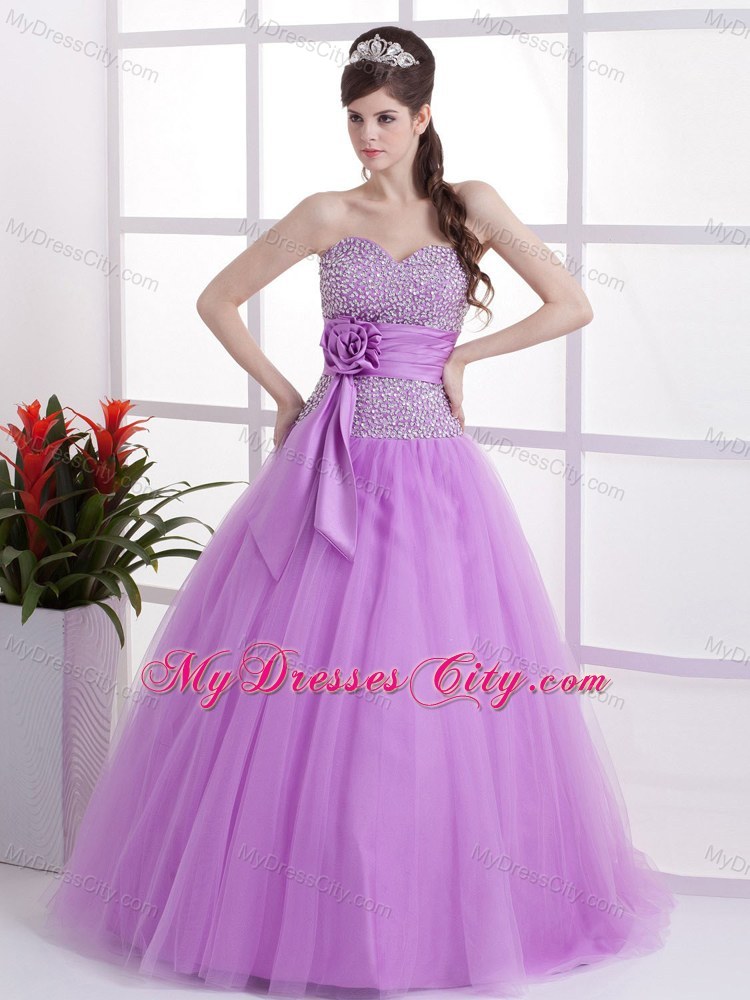 Lavender Floor-length Pageant Gown with Beading