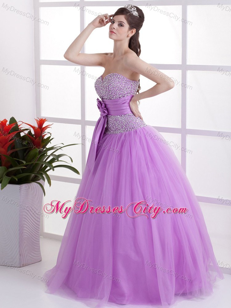 Lavender Floor-length Pageant Gown with Beading