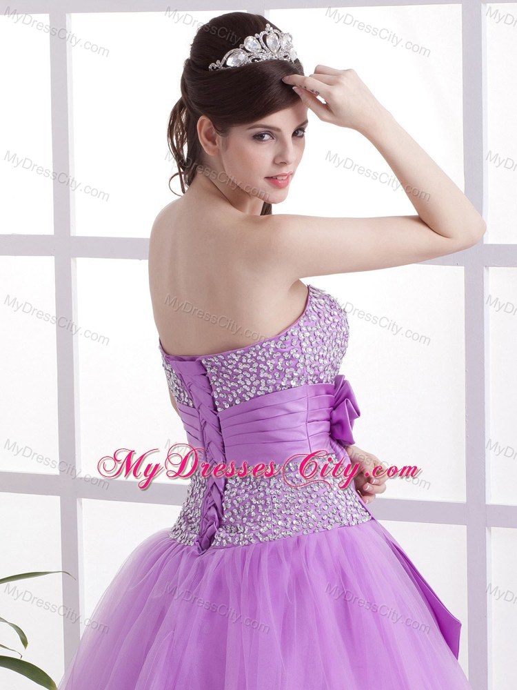 Lavender Floor-length Pageant Gown with Beading