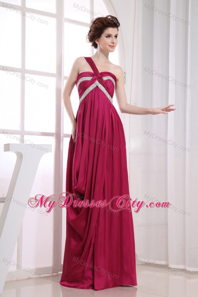 Single Shoulder Pageant Dress with Pleats and Beading