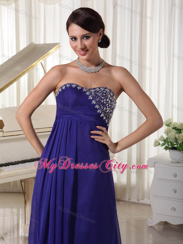 Chiffon Zipper-up Back Empire Brush Train Sleeveless Pageant Dress