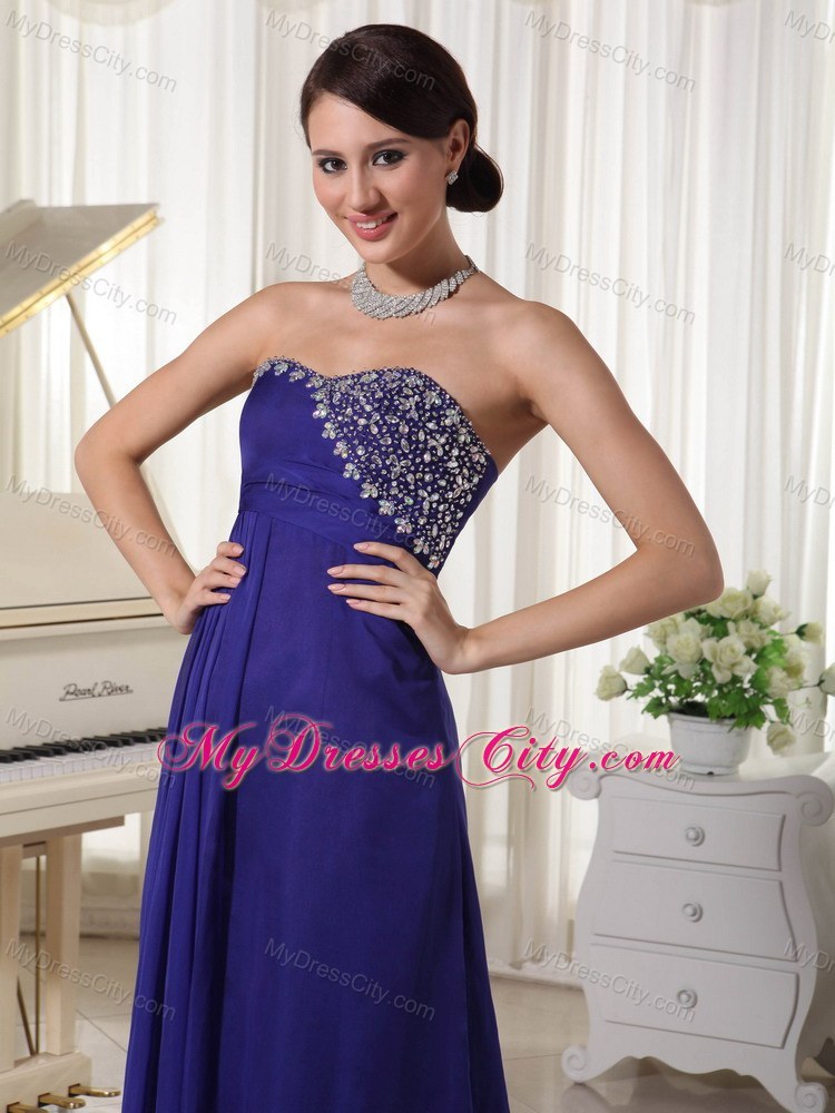 Chiffon Zipper-up Back Empire Brush Train Sleeveless Pageant Dress