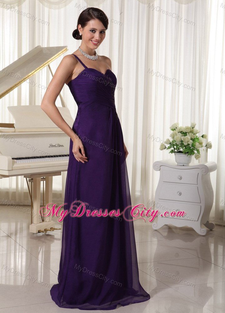 Dark Purple One Shoulder Appliques Pageant Dress With Beading