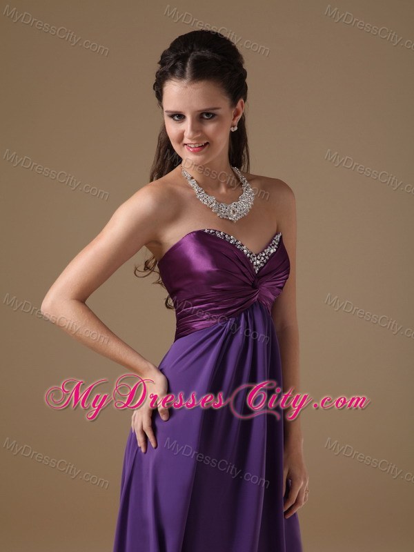 Purple Sweetheart Chiffon Beading Prom Dress Floor-length