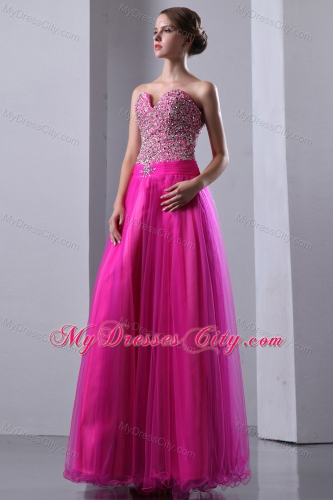 Fuchsia Sweetheart A-line Beading Prom Dress 2013 on Sale